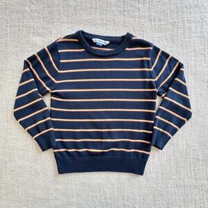 Rugged Butts Navy & Orange Striped Sweater EUC 6